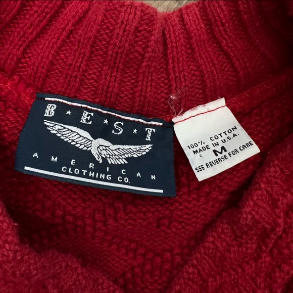 Vintage Best American Clothing Co Chunky Knit Patterned Sweater Red Size Medium - Picture 5 of 7